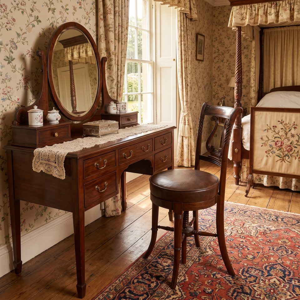 19th Century Mahogany Adjustable Dressing Table Chair