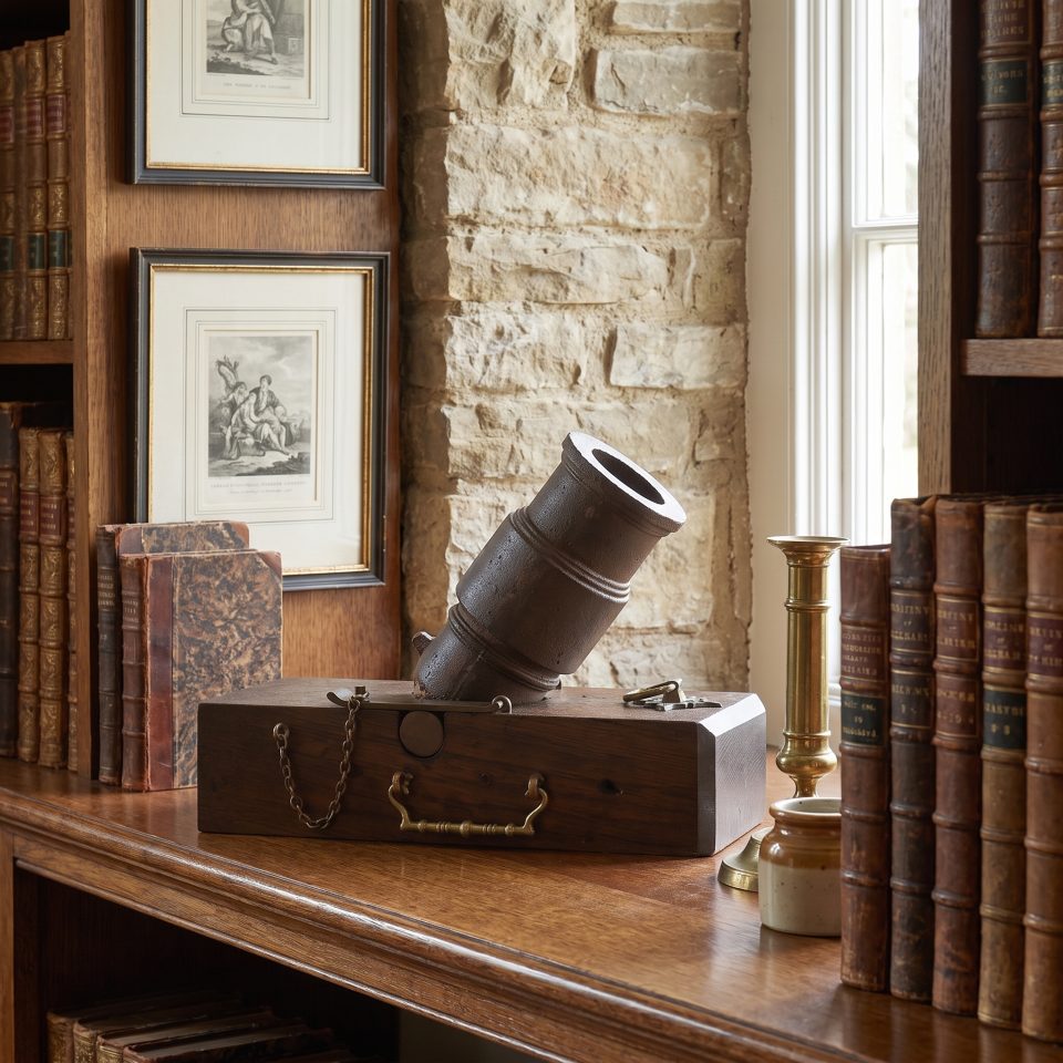 19th-Century Cast-Iron Signal Mortar on Oak Carriage