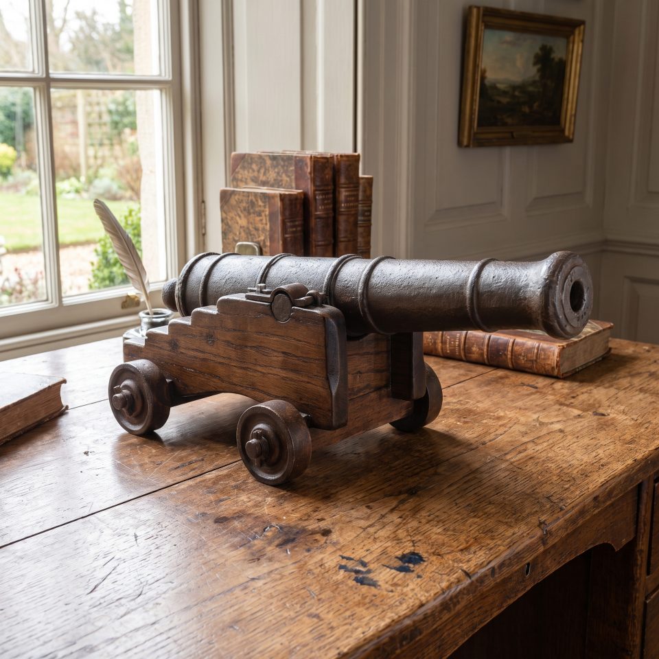 Cast-Iron Signal Cannon on Oak Carriage