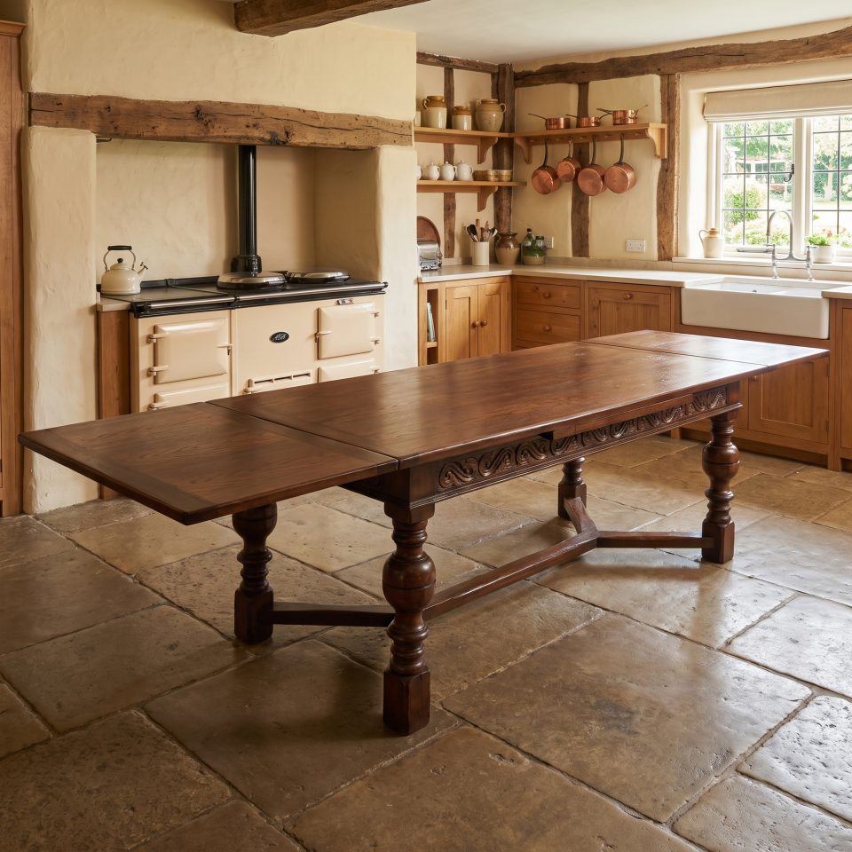 Jacobean Style Oak Draw-Leaf Dining Table