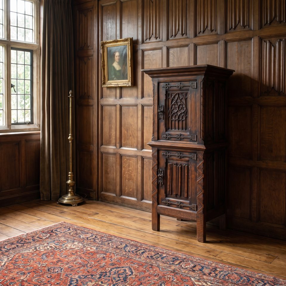 Gothic Revival Carved Oak Cabinet