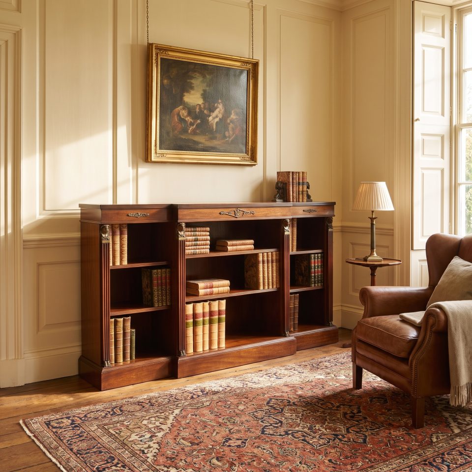 Regency Style Mahogany Breakfront Open Bookcase