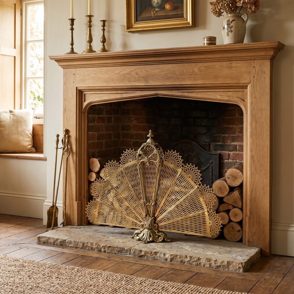 Pierced Brass Peacock Fire Fan