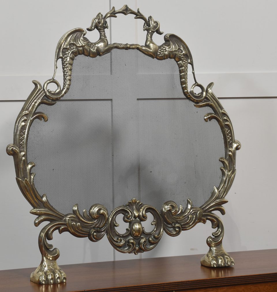 Brass Rococo Revival Fire Screen
