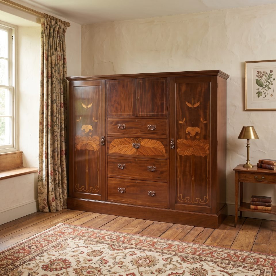 Art Nouveau Mahogany Marquetry Compactum Wardrobe