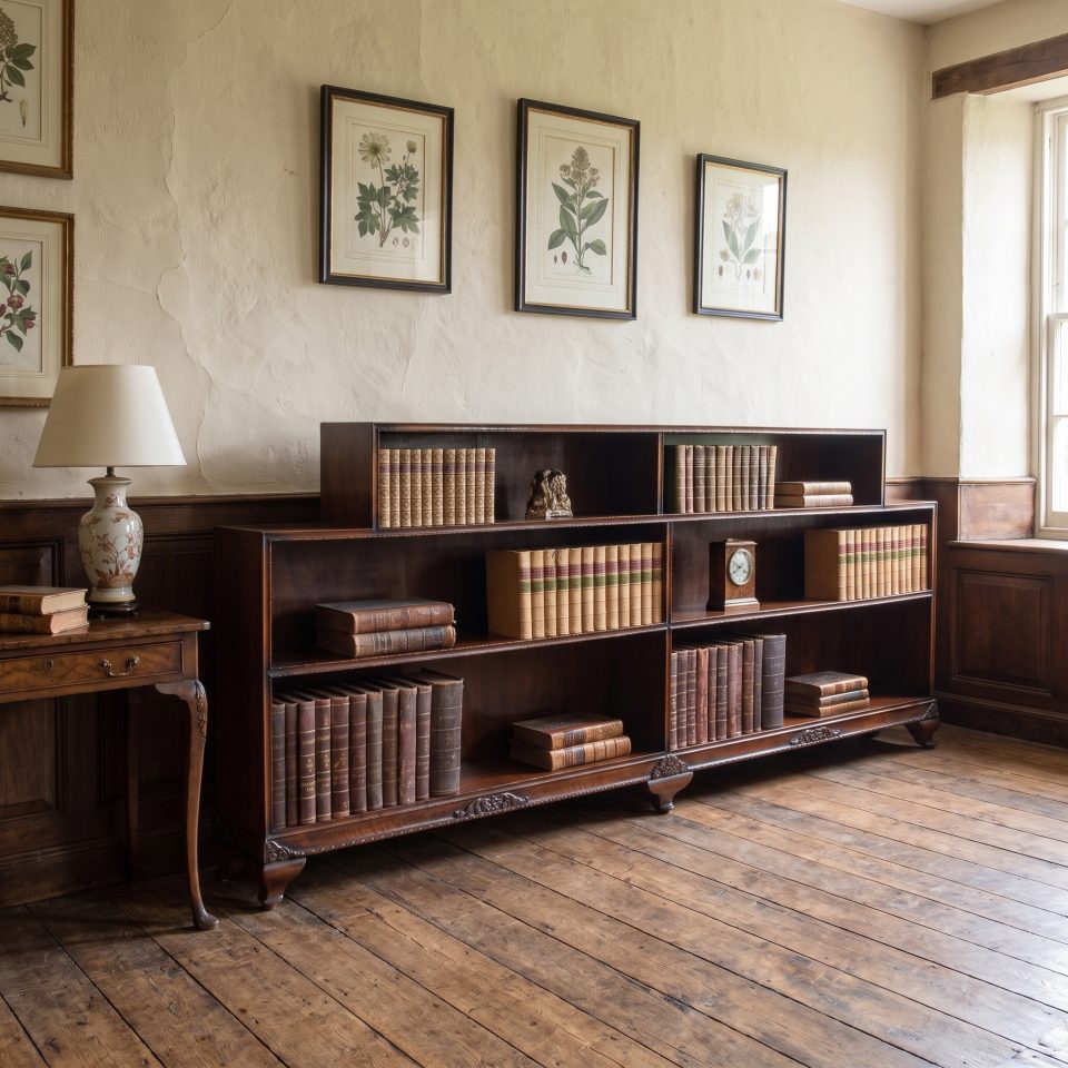 Large Walnut Stepped Open Bookcase
