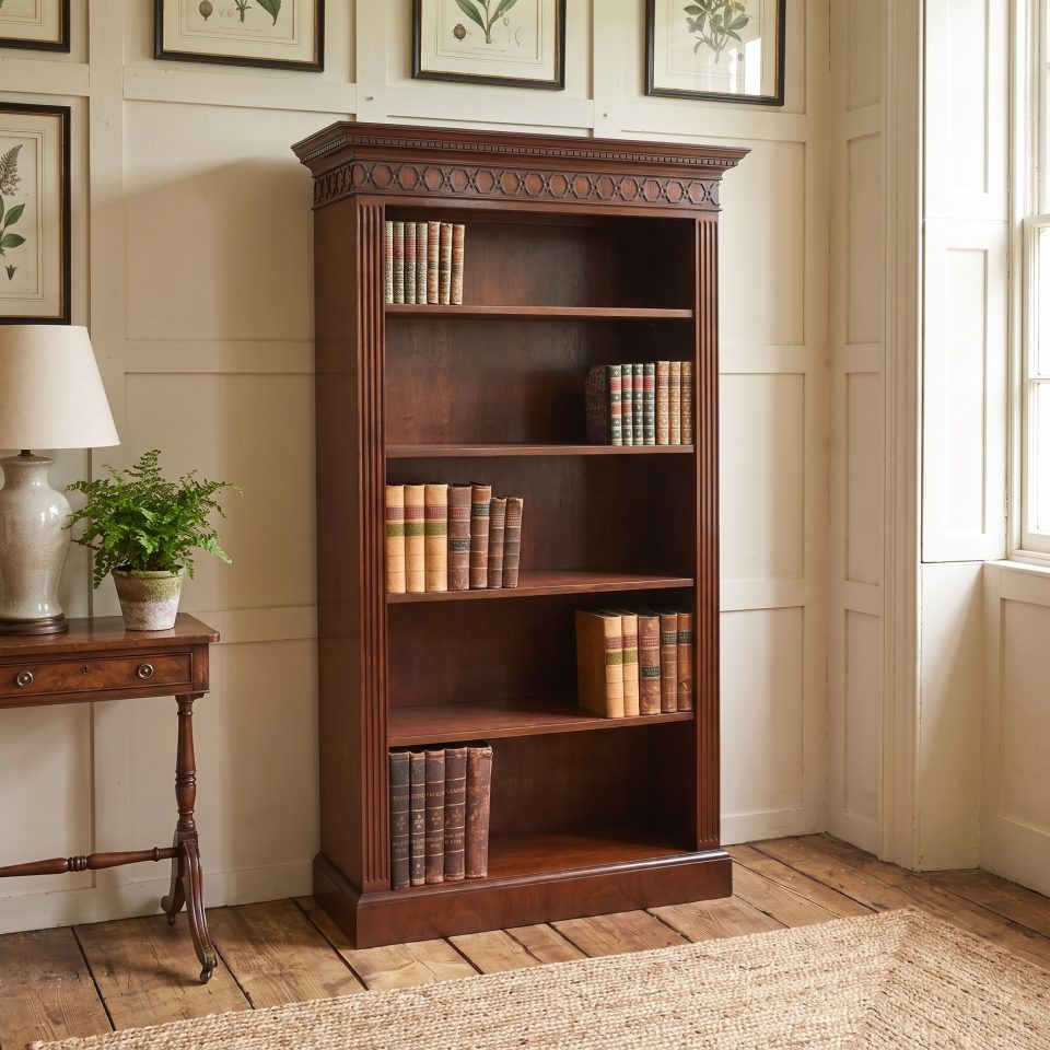 Mahogany Open Bookcase with Adjustable Shelves