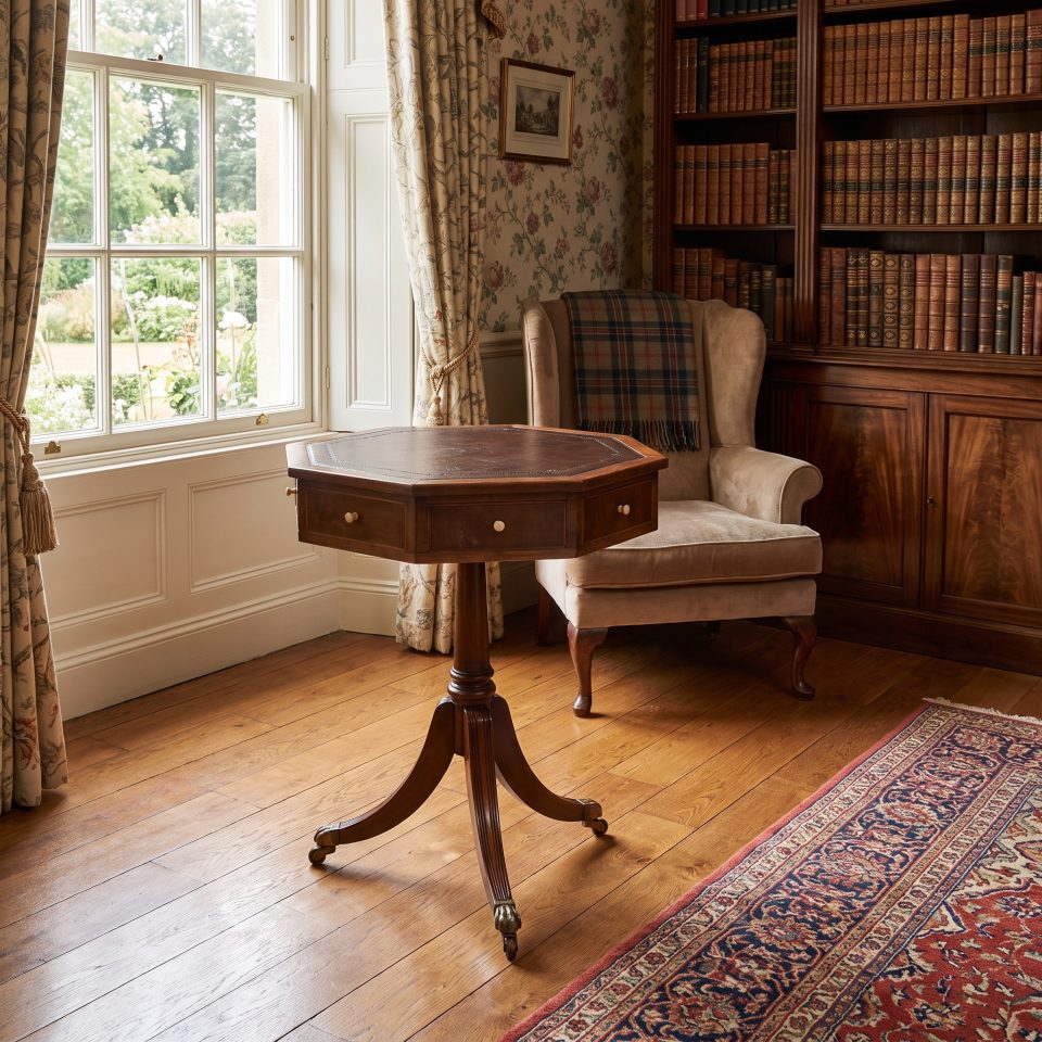 Regency Revival Mahogany Octagonal Drum Table
