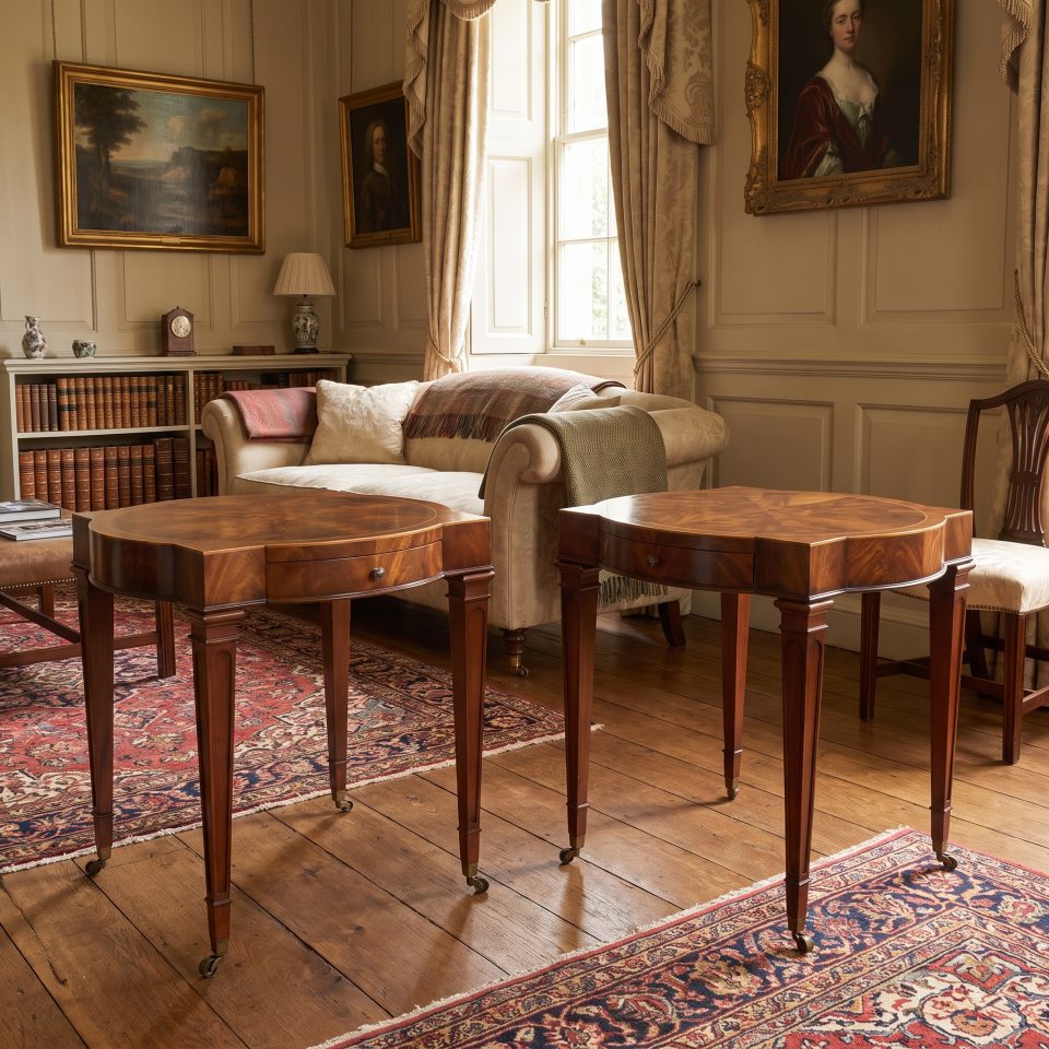 Pair of Sheraton Revival Mahogany Side Tables