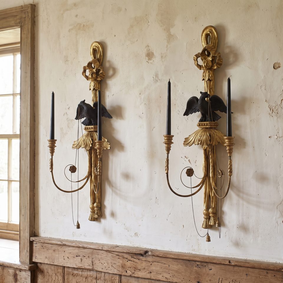 Pair of George III Style Giltwood Eagle Wall Sconces