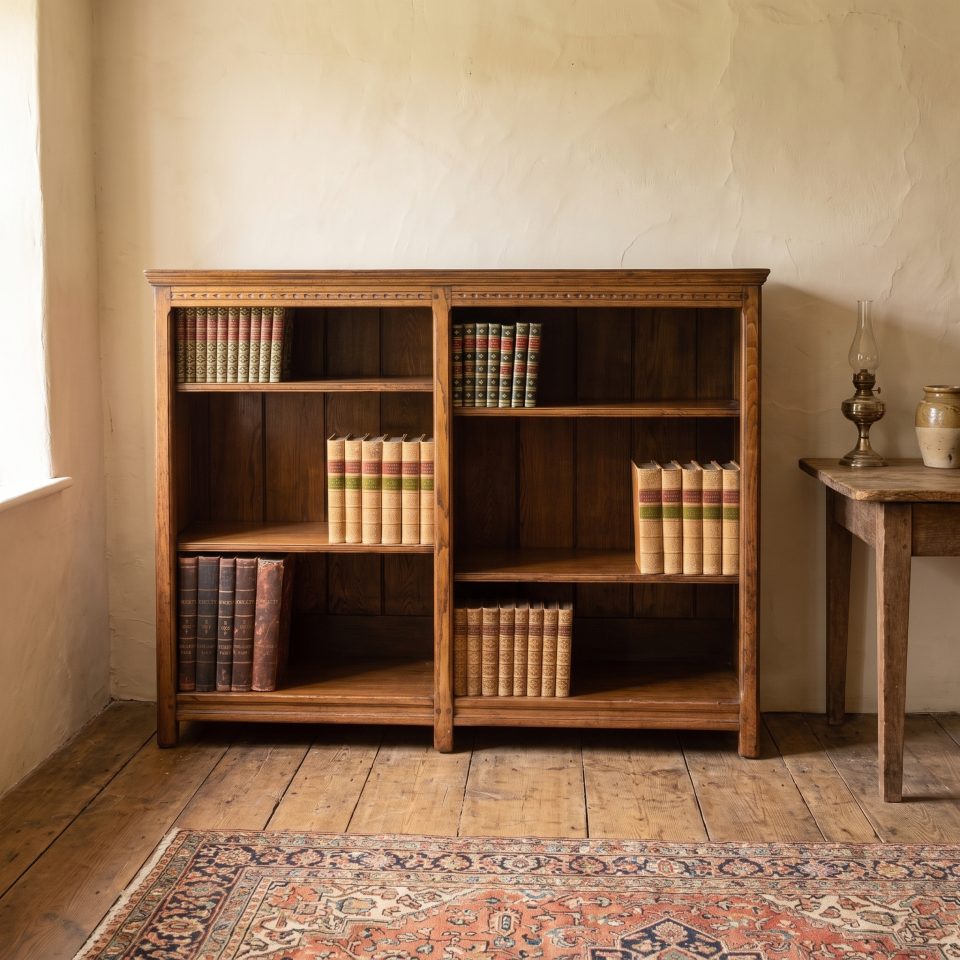 Oak Open Bookcase with Adjustable Shelves