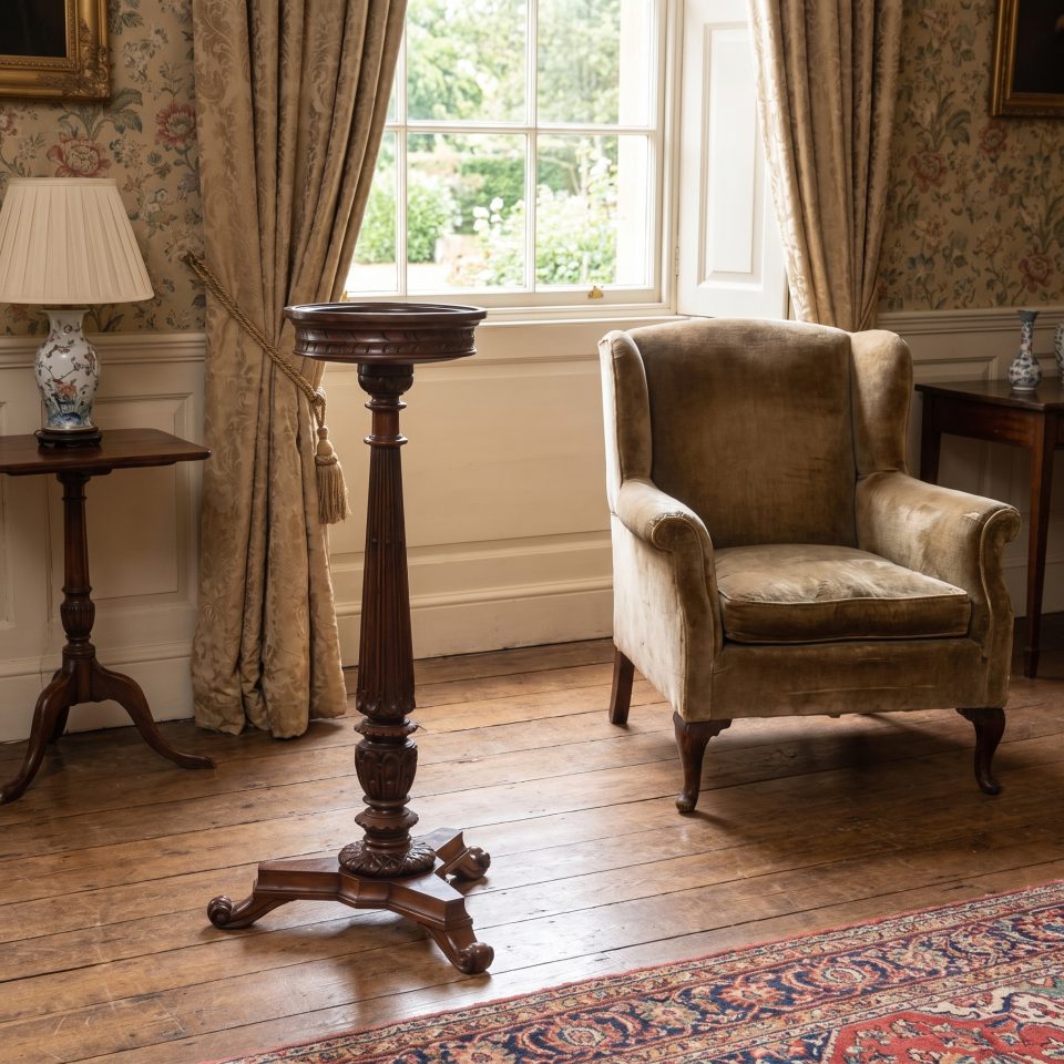 19th century carved oak plant stand