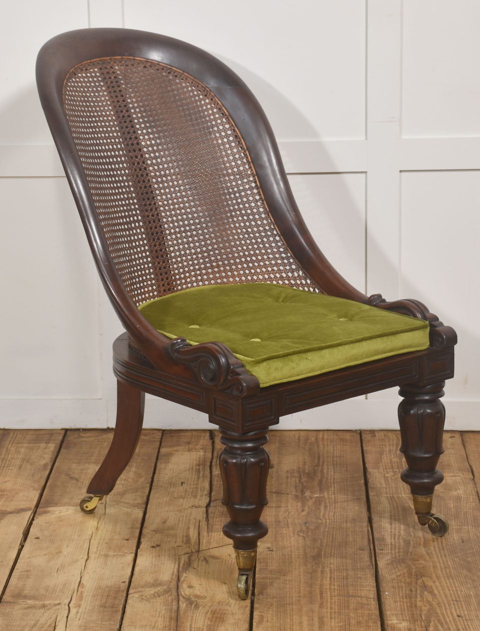 Victorian mahogany and cane slipper chair