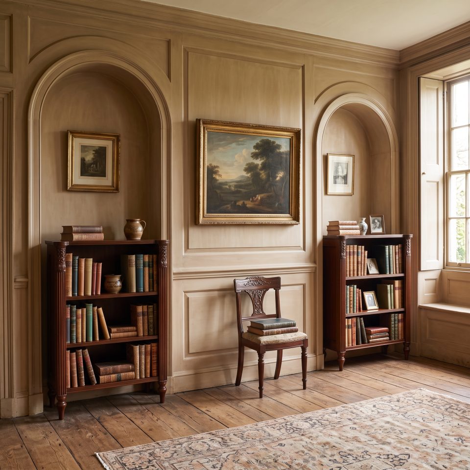 Pair of carved mahogany open bookcases
