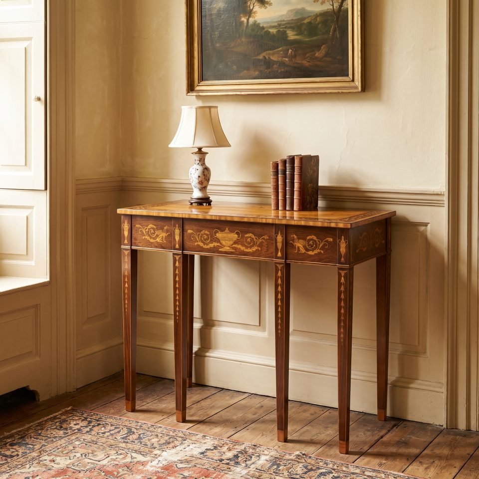 Sheraton style marquetry side table