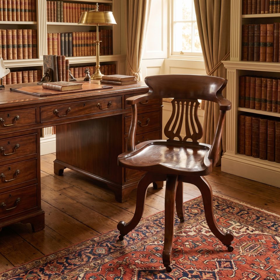 Mahogany revolving desk chair